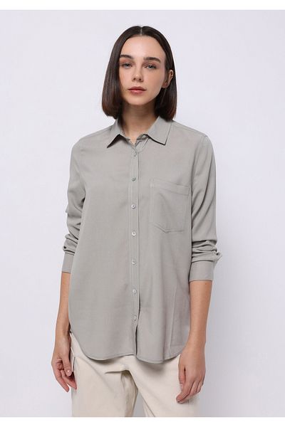 Colin's Regular Fit Shirt Neck Plain Women's Green Long Sleeve Shirt