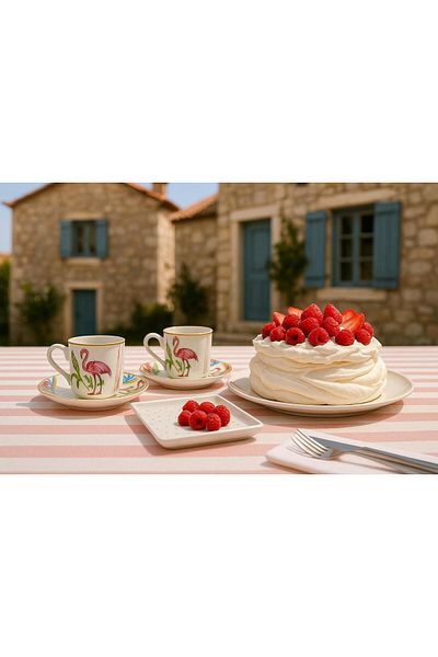 Noah Exclusive Porcelain Cup Set - 2 Persons - Flamingo Pattern