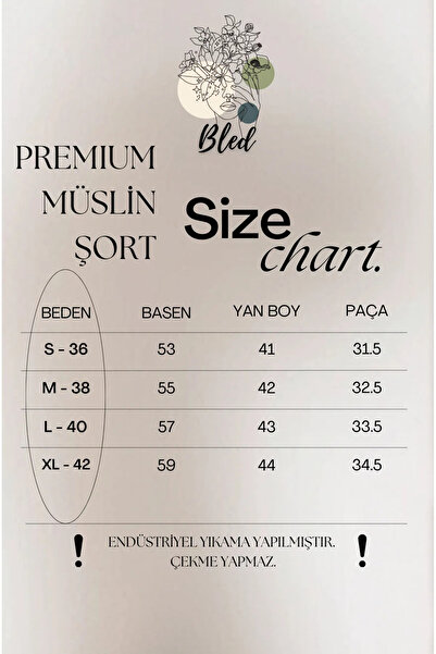 Bled Müslin Cepli Kadın Şort Füme (%100 Pamuk)