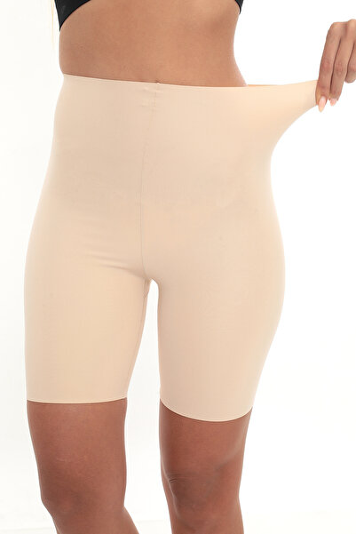Waist Hip Gatherer Ghost Corset Seamless Laser Cut Sports Corset Short Shorts Skin Color