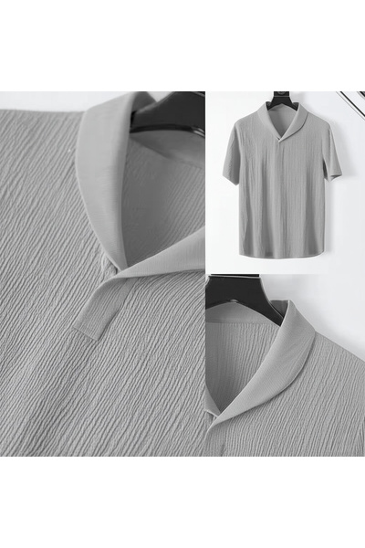 SeusCraft Bürümcük Krinkıl T-shirt Pantolon Takım - Gri Regular Bebe Yaka