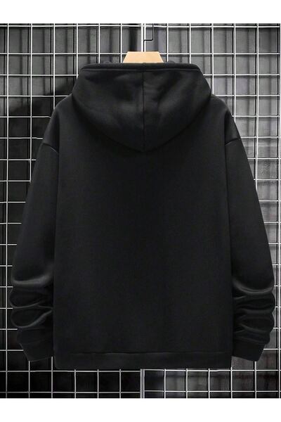 Sweetline Φούτερ με φερμουάρ Deer Horn Cardigan - Μαύρη στάμπα Oversize Χειμερινή χοντρή κουκούλα