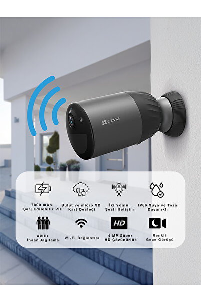 EZVIZ BC1C Bataryalı Güvenlik Kamerası – Wi-Fi Destekli, Akıllı Hareket Algıl...