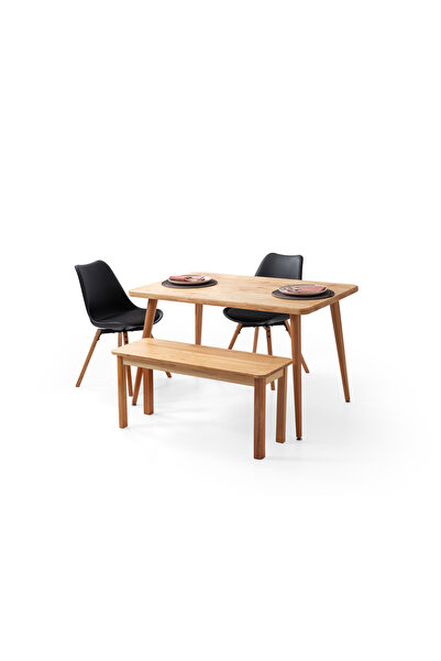 Bensett Kitta Yemek Masası, %100 Masif Ahşap, 120 X 75 Cm, Naturel