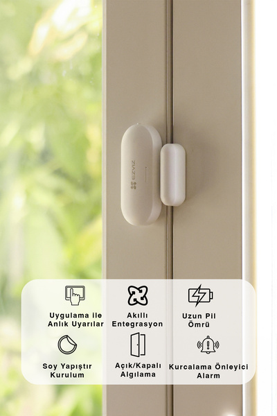 EZVIZ T2c Kapı/pencere Sensörü Cr1632×2 Pil Aşırı Enerji Tasarrufu | Fynix Teknoloji