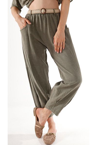 shE tekstil Belted Pleated Trousers