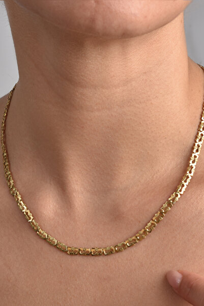 Nox Jewelry 14 Ayar Altın Kaplama İtalyan Gösterişli ve Hafif Zincir Gümüş Ko...