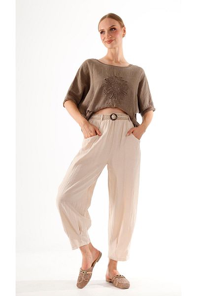 shE tekstil Belted Pleated Trousers