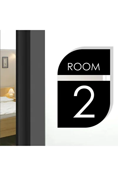 zafrakreklam Vertical Hotel Door - Apartment - Building - Number Black Plexiglass No -Number 2 Two