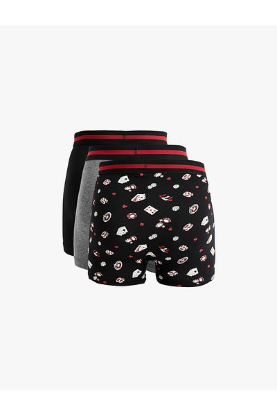 Koton Βαμβακερό Σετ Boxer 3 τεμαχίων - Σλόγκαν εμπριμέ και πολύχρωμο