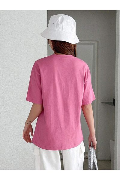 CLAYES Tricou Roz Oversize Clasic - Imprimat Oversize