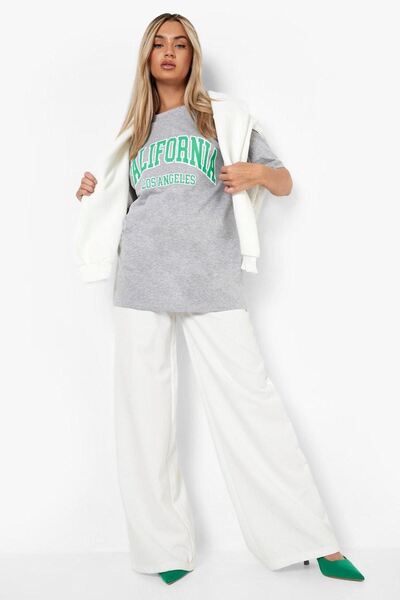 CLAYES Сіра футболка Каліфорнія великого розміру Оверсайз