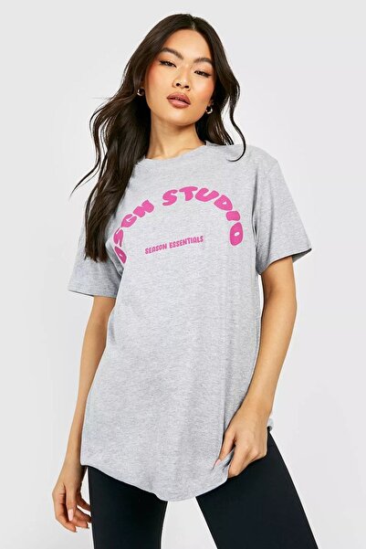CLAYES Oversize Grey Dsgn Season T-shirt - Με στάμπα