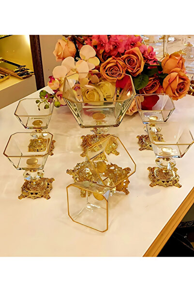 Elta Collection مجموعة عرض زجاجية مكونة من 7 قطع من كارين |   ماغنوليا – وعاء الآيس كريم – مجموعة الأوعية