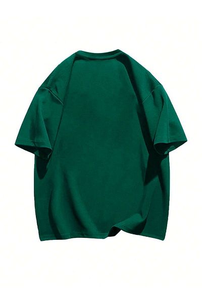 CLAYES Tricou Vintage College - Mânecă scurtă cu mânecă scurtă supradimensionată cu imprimeu verde