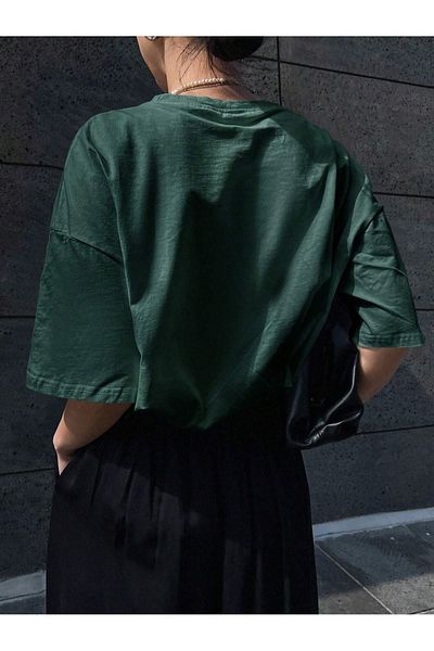 CLAYES Tricou din jerseu simplu Energy Attitude - Tricou cu mânecă scurtă supradimensionat cu imprimeu verde Nefti