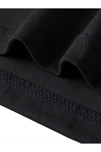 CLAYES Oversize Black Space Themed T-Shirt – Astronaut & Solar System Pattern