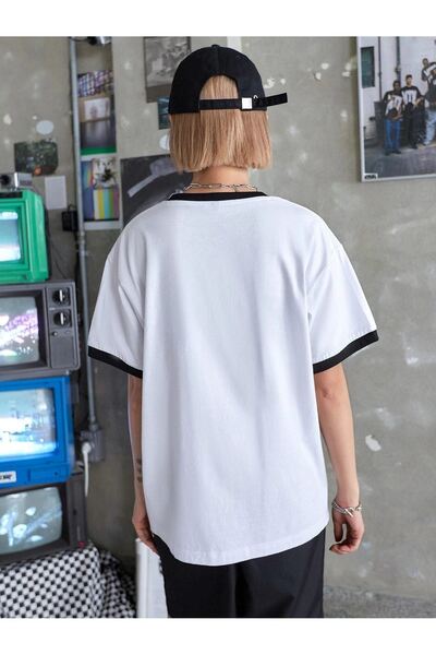 CLAYES French Paris Piece Single Jersey T-Shirt - White Oversize Crew Neck Short Sleeve T-Shirt