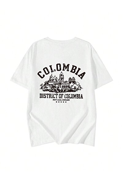 CLAYES Colombia Chmand Single Jersey T-Shirt - Λευκό εμπριμέ μπλουζάκι με λαιμόκοψη