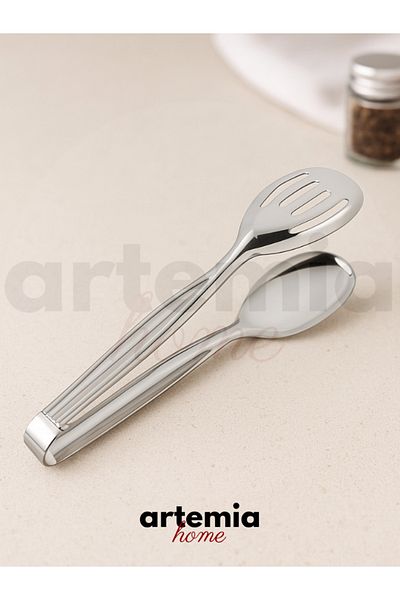 DMR LİFE Osiris Silver Service Presentation Pasta Pasta Salad Cake Tongs Set (3 Pieces) 18/10
