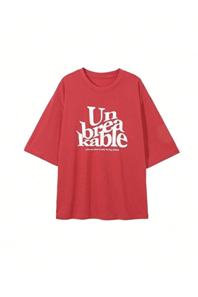 CLAYES T-shirt Kable - Κόκκινο Oversize Printed Crew Neck