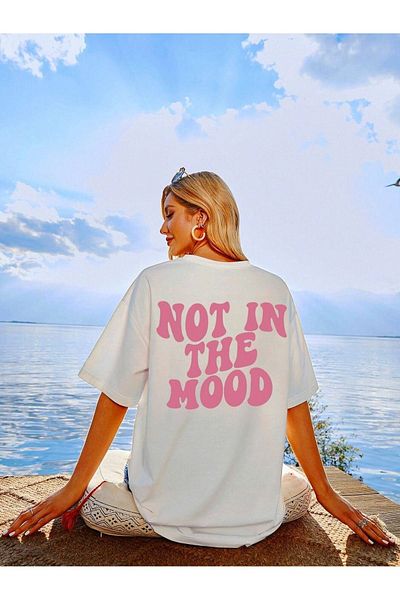 CLAYES Тениска Supreme Not Mood - бяла с щампа, голям размер, кръгло деколте и къс ръкав
