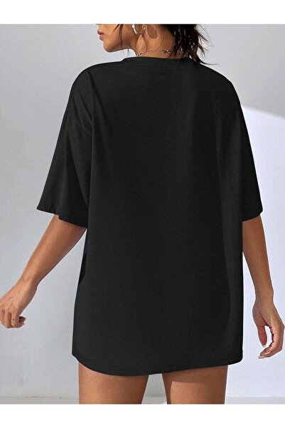 CLAYES Λος Άντζελες - Μαύρο μπλουζάκι με κοντό μανίκι με στάμπα μεγάλου μεγέθους