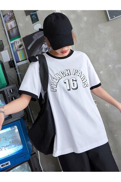 CLAYES French Paris Piece Single Jersey T-Shirt - White Oversize Crew Neck Short Sleeve T-Shirt