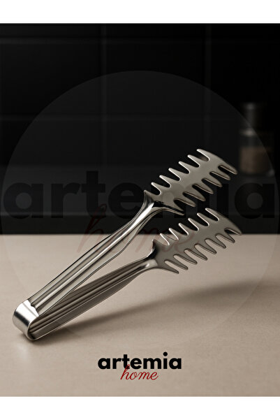 DMR LİFE Osiris Silver 1 Piece Serving Presentation Pasta Tongs Silver 18/10