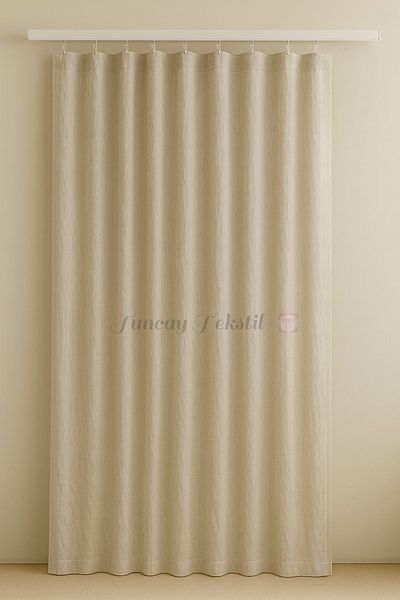 TUNCAY TEKSTİL 100% Cotton Buldan Work Plain Plain Linen Woven Sunshade Curtain Laces