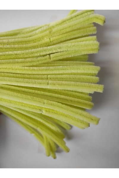hyc heryerçiçeklenir 25 Pieces of Light Yellow Colored Chenille, Fuzzy Wire Suitable for Flower Making, 30 cm 6 mm