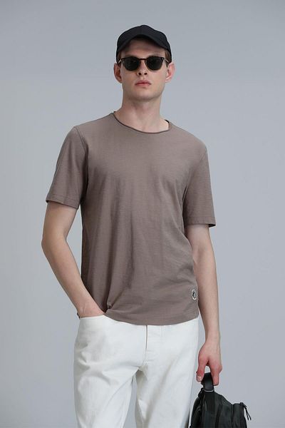 Lufian 111020203 Tricou de bază pentru bărbați Junya Tricou pentru bărbați Camel