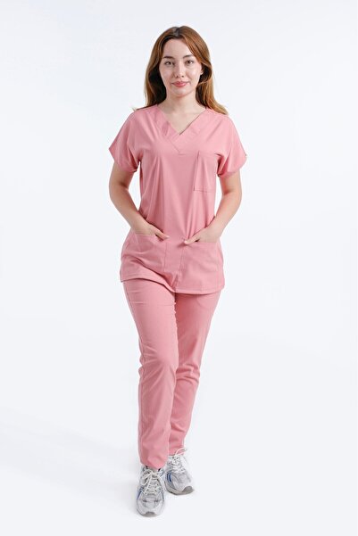 LİZY STORE Uniforme de medic pentru femei, cu mâneci liliac, uniforme de asistentă medicală, uniforme de spital