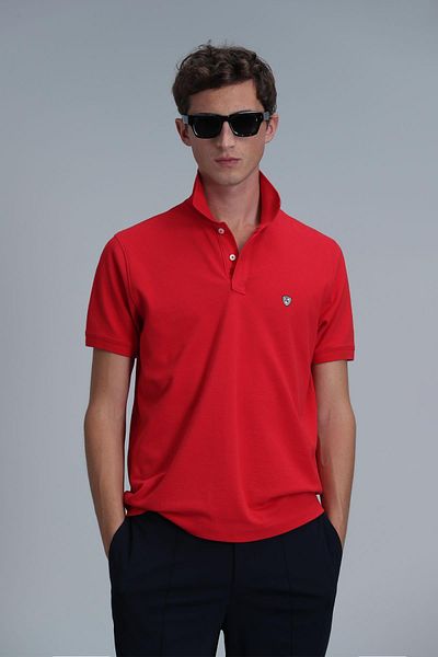 Lufian Tricou polo Laon Smart pentru bărbați, roșu slim fit