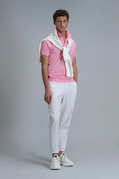 Lufian Tricou polo Laon Smart pentru bărbați, slim fit, roz