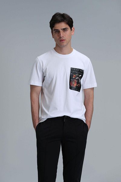 Lufian 111020202 Tricou grafic exotic modern Tricou bărbați alb