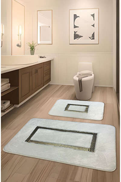 FeelHome مجموعة سجادة حمام من الجلد الفاخر للغاية مكونة من قطعتين من Meram غير قابلة للانزلاق وناعمة وذات قدرة على الامتصاص من إكرو