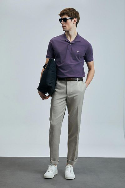 Lufian Plum Men's Polo Neck T-Shirt 111040206 Laon Polo