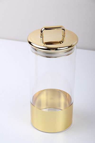 Generic 2-Piece Storage Jar and Container Set Gold/Clear