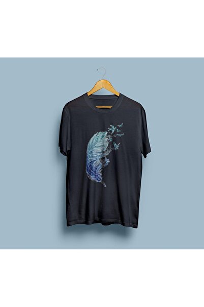 Generic Brand Unisex supradimensionat Design cu pene de păsări tricou