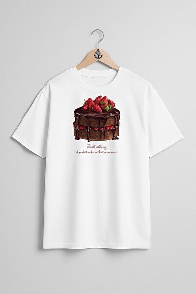 Bahriyeli Collection تي شيرت للجنسين بتصميم صدر كعكة الفراولة والشوكولاتة كبي...