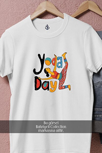 Bahriyeli Collection Μπλουζάκι Unisex με σχέδιο για την Ημέρα της Γιόγκα oversized