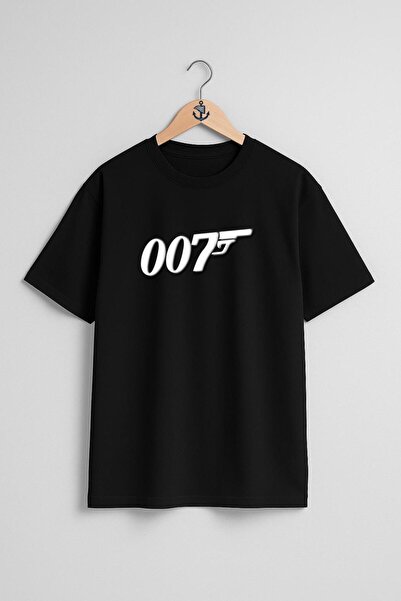 Bahriyeli Collection Oversize James Bond 007 Legends Unisex T-Shirt with Ches...