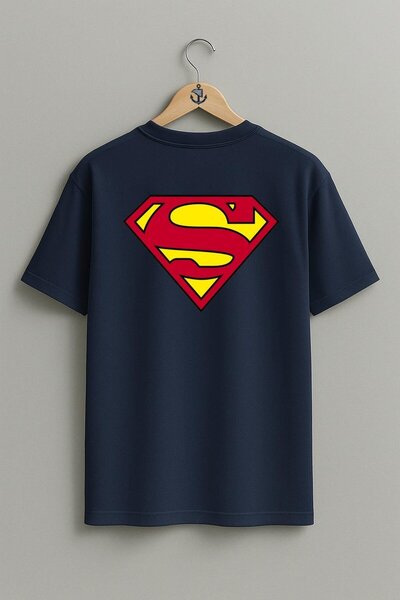Bahriyeli Collection oversized Μπλουζάκι Unisex με λογότυπο Superman με σχέδιο στήθους και πλάτης