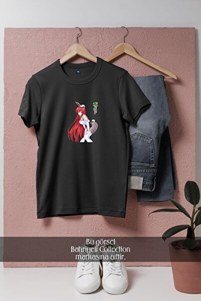 Bahriyeli Collection تي شيرت للجنسين بتصميم مانغاكا ذو شعر أسود كبير الحجم