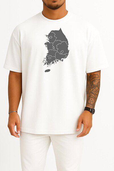 Bahriyeli Collection supradimensionat Seul Coreea de Sud Hartă Design pentru piept unisex tricou