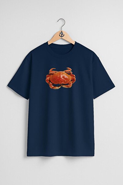 Bahriyeli Collection Oversize Crab Seafood Crab Chest Design Unisex T-Shirt