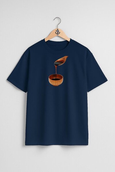 Bahriyeli Collection Oversize Molasses Chest Design Unisex T-Shirt