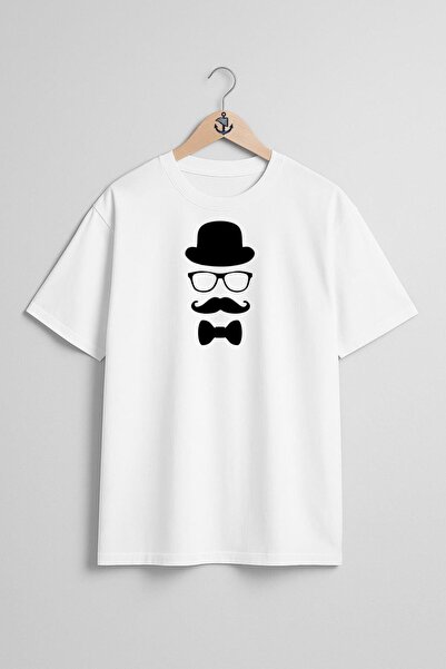 Bahriyeli Collection Oversize Mustache Top Hat Glasses Bow Tie Chest Design U...