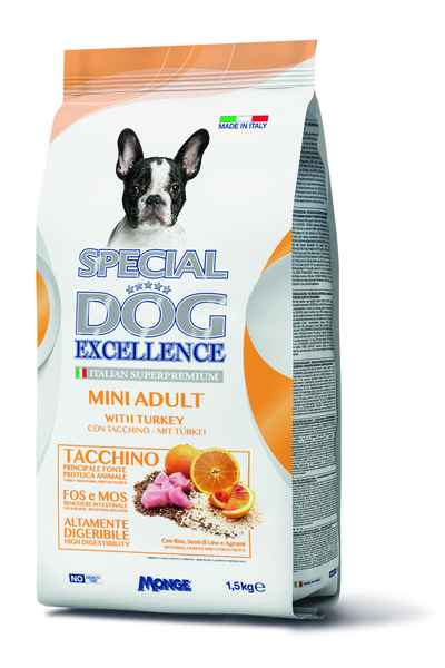 Monge Dog Dry Food - Mini Adult with Turkey - Special Dog Excellence by Monge